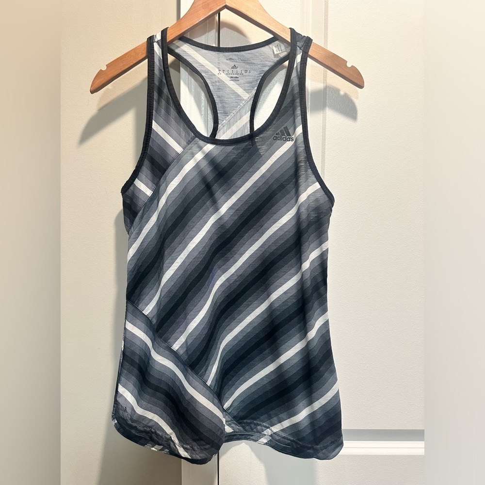 Adidas gray‎ black stripe tank small